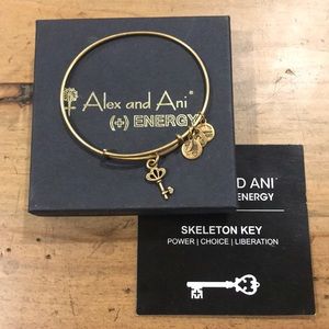 Alex and Ani Skeleton Key Gold Finish Bangle